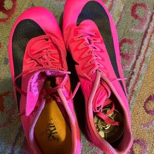Nike Women's Hot Pink Athletic track cleats with Black Swoosh